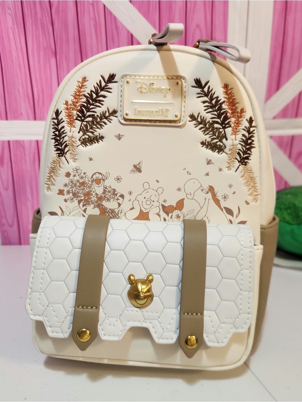 Loungefly Cream & Tan Winnie the Pooh Floral Mini Backpack